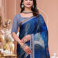 Rajwada Dark Blue Cotton Blend Printed Saree For Women
