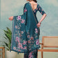 Rajwada Dark Green Cotton Blend Printed Saree For Women
