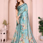 Rajwada Teal  Green Cotton Printed Saree For Women