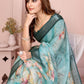 Rajwada Teal  Green Cotton Printed Saree For Women