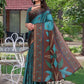 Rajwada Teal Green Cotton Blend Printed Saree For Women
