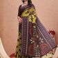 Rajwada Golden and Purple Cotton Blend Printed Saree For Women