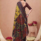 Rajwada Golden and Purple Cotton Blend Printed Saree For Women