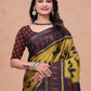 Rajwada Golden and Purple Cotton Blend Printed Saree For Women