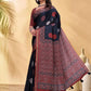 Rajwada Black Cotton Blend Printed Saree For Women