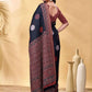Rajwada Black Cotton Blend Printed Saree For Women
