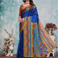 Rajwada Royal Blue Cotton Blend Printed Saree For Women