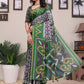 Rajwada Grey And Green Cotton Blend Printed Saree For Women