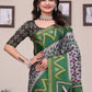 Rajwada Grey And Green Cotton Blend Printed Saree For Women