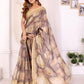 Rajwada Light Brown Cotton Printed Saree For Women