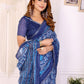 Rajwada Blue Cotton Printed Saree For Women