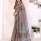 Rajwada Dark Grey Cotton Printed Saree For Women