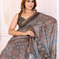 Rajwada Dark Grey Cotton Printed Saree For Women