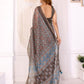 Rajwada Dark Grey Cotton Printed Saree For Women