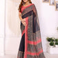 Rajwada Black Cotton Printed Saree For Women