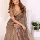 Rajwada Light Brown Cotton Printed Saree For Women