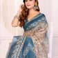 Rajwada Beige Cotton Printed Saree For Women