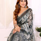 Rajwada Black Cotton Printed Saree For Women