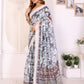 Rajwada Off White Cotton Printed Saree For Women