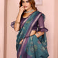 Rajwada Teal Blue Cotton Printed Saree For Women