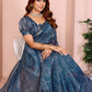 Rajwada Blue Cotton Printed Saree For Women