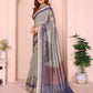 Rajwada Light Grey Cotton Printed Saree For Women