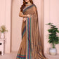 Rajwada Light Brown Cotton Printed Saree For Women