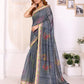 Rajwada Grey Cotton Printed Saree For Women