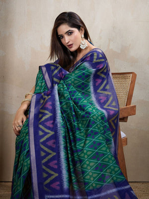 Rajwada Royal Blue Cotton Printed Saree For Women