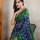 Rajwada Dark Blue Cotton Printed Saree For Women