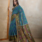 Rajwada Teal Blue Cotton Printed Saree For Women