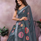 Rajwada Dark Grey Cotton Linen Printed Saree For Women