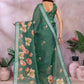 Rajwada Dark Green Cotton Linen Printed Saree For Women
