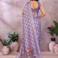 Rajwada Lavender Cotton Linen Printed Saree For Women