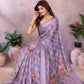 Rajwada Lavender Cotton Linen Printed Saree For Women