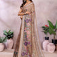 Rajwada Light Brown Cotton Linen Printed Saree For Women