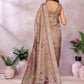 Rajwada Light Brown Cotton Linen Printed Saree For Women