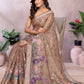 Rajwada Light Brown Cotton Linen Printed Saree For Women