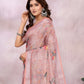 Rajwada Light Pink Cotton Linen Printed Saree For Women