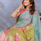 Rajwada Sea Green And Olive Cotton Linen Printed Saree For Women