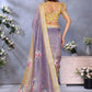 Rajwada Lavender And Mustard Yellow Cotton Linen Printed Saree For Women