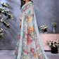 Rajwada Light Blue Cotton Linen Printed Saree For Women