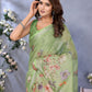 Rajwada Light Green Cotton Linen Printed Saree For Women
