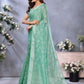 Rajwada Sea Green Cotton Linen Printed Saree For Women