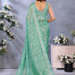 Rajwada Sea Green Cotton Linen Printed Saree For Women