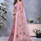 Rajwada Mauve Pink Cotton Linen Printed Saree For Women