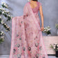 Rajwada Mauve Pink Cotton Linen Printed Saree For Women