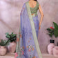 Rajwada Purple And Green Cotton Linen Printed Saree For Women