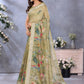 Rajwada Olive  Cotton Linen Printed Saree For Women