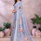 Rajwada Lavender Cotton Linen Printed Saree For Women